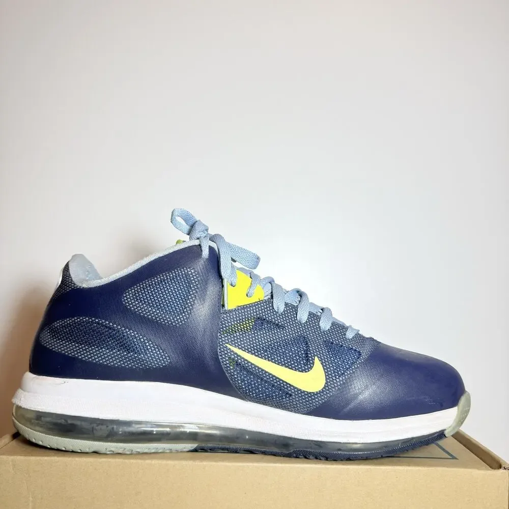 Nike Mens Size 11 LeBron 9 Low Obsidian Cyber Basketball Shoes Blue Yellow Used